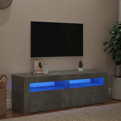 vidaXL TV skrinka s LED svetlami betónová sivá 120x35x40 cm