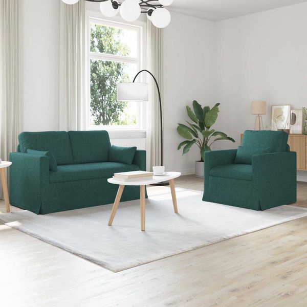 vidaXL Sada pohoviek 2 pcs Tmavozelená 139 x 78 x 80 cm látka