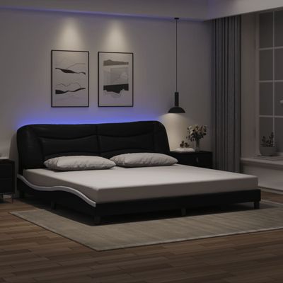 vidaXL Rám postele s LED bez matraca Hvar čierny a biely 200x200 cm