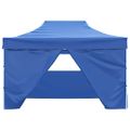 vidaXL Skladací záhradný stan so 4 bočnými stenami 3x4,5 m, modrý
