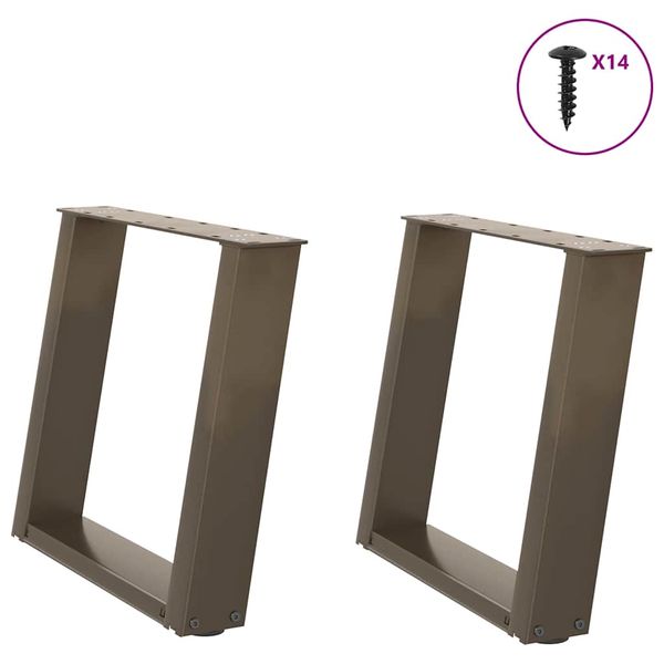 vidaXL Nohy konferenčného stolíka v tvare U, 2 ks, prírodná oceľ, 50 x (42-43) cm, oceľ