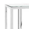 vidaXL Konzolový stolík strieborný 110x30x70cm nehrdzavejúca oceľ sklo