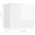 vidaXL Nástenné TV skrinky 8 ks lesklé biele 30,5x30x30 cm