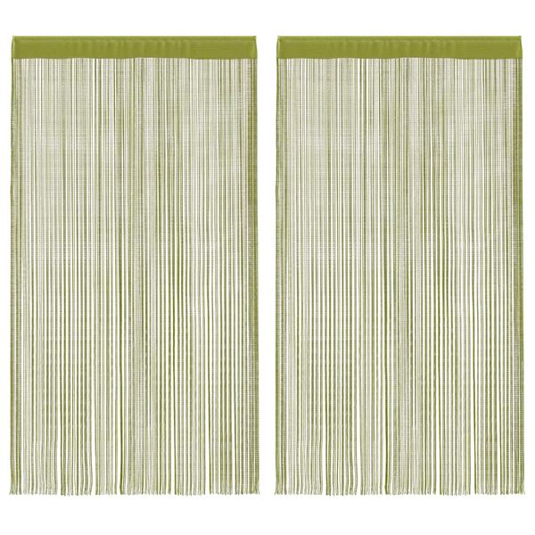 vidaXL Šnúrkový záves, 2 ks, 140x250 cm, zelený