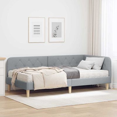 vidaXL Rohový rám postele Svetlosivá 90 x 190 cm látka