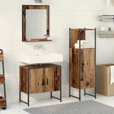 vidaXL Sada kúpeľňového nábytku Nástenný 3 pcs Hnedá Kompozitné drevo