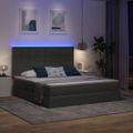 vidaXL LED úložná posteľ s matracom Tmavosivá 160 x 200 cm Látka