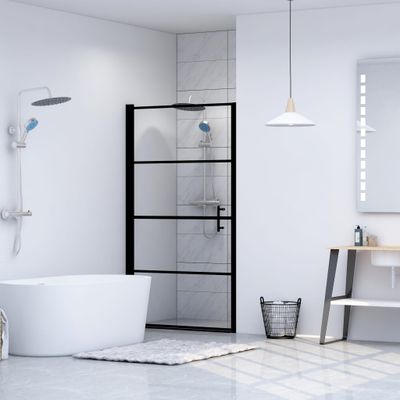 vidaXL Sprchové dvere čierne 81x195 cm tvrdené sklo