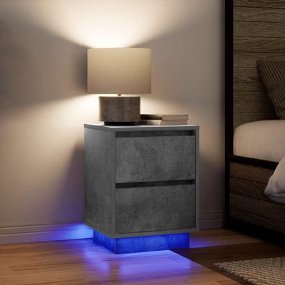 vidaXL Nočné skrinky s LED osvetlením 2 ks Betónovo sivá 38x34x50 cm