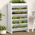 vidaXL Kvetináč na bylinky 6-poschodový biely 69x40x101,5cm borovica