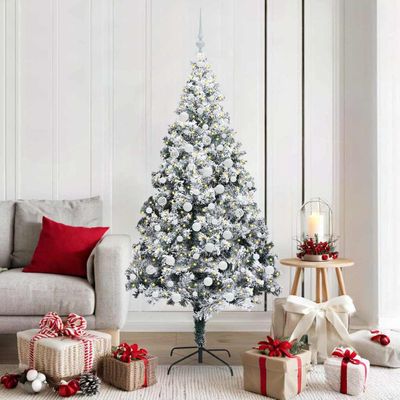 vidaXL Umelý vianočný stromček Biela 180 cm PVC a Oceľ a Plast