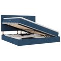 vidaXL Postel s úložným prostorem a matrací Modrá 200 x 200 cm látka