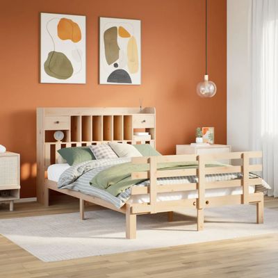 vidaXL Posteľ s knižnicou bez matraca 140x190 cm borovicový masív