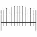 vidaXL Záhradný plot Woerden s vrchnou časťou v tvare oštepu, oceľový 170x100 cm, čierny