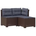 vidaXL 3-miestna záhradná pohovka s vankúšmi v ratanovom vzhľade PP