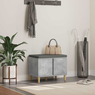vidaXL Predsieňová lavica s vankúšom Betónovo Sivá 60 x 38 x 46 cm