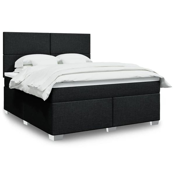 vidaXL Posteľný rám boxspring s matracom čierny 180x200 cm látka