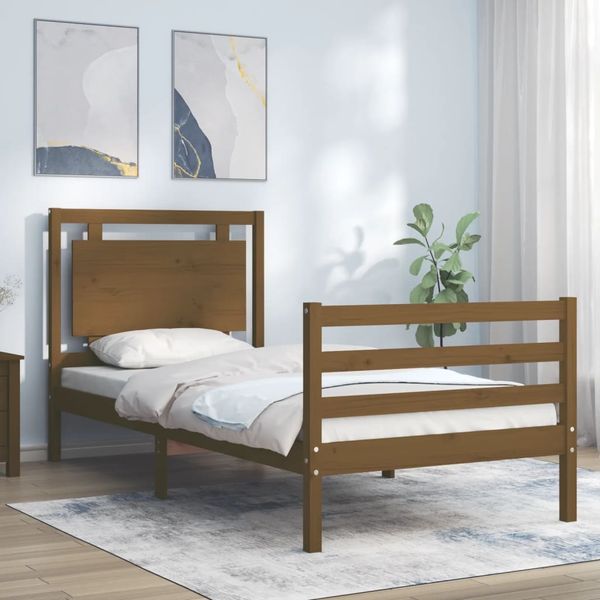 vidaXL Rám postele s čelom medovohnedý 100x200 cm masívne drevo