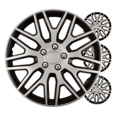 Poklice Dakar 14” čierno-strieborná sada 4ks COLOR BOX