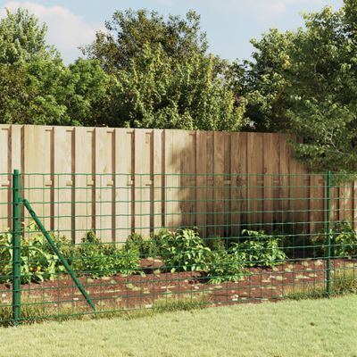 vidaXL Drôtený plot s kotviacimi hrotmi zelený 0,8x25 m