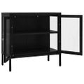 vidaXL Komoda čierna 70x35x70 cm oceľ a sklo