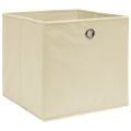 vidaXL Úložné boxy 10 ks, netkaná textília 28x28x28 cm, krémové