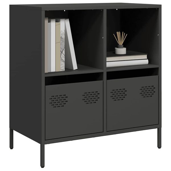 vidaXL Komoda čierna 68x39x73,5 cm oceľ valcovaná za studena
