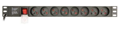 Gembird PDU 8 zásuviek, 1U, 16 A, 3m