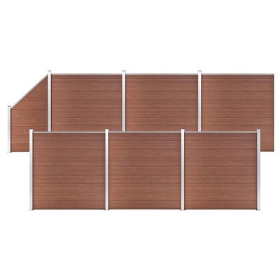 vidaXL WPC plot, 6 štvorcových + 1 zošikmený diel 1138x186 cm, hnedý