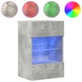 vidaXL Nástenné skrinky s LED osvetlením pre TV 2ks betón.sivé 40x30x60,5 cm