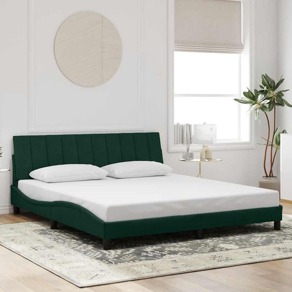 vidaXL Rám postele bez matraca Hanko tmavozelený 180x200 cm zamat