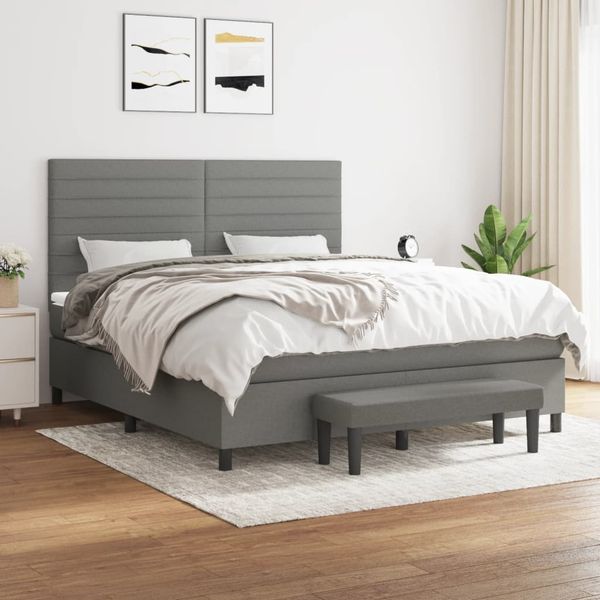 vidaXL Boxspring posteľ s matracom tmavosivá 160x200 cm látka
