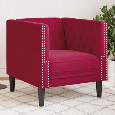 vidaXL Pohovka Chesterfield vínovo-červená zamat