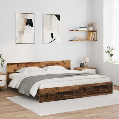 vidaXL Rám postele Staré drevo 200 x 200 cm Kompozitné drevo