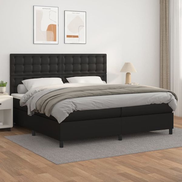 vidaXL Boxspring posteľ s matracom čierna 200x200 cm umelá koža