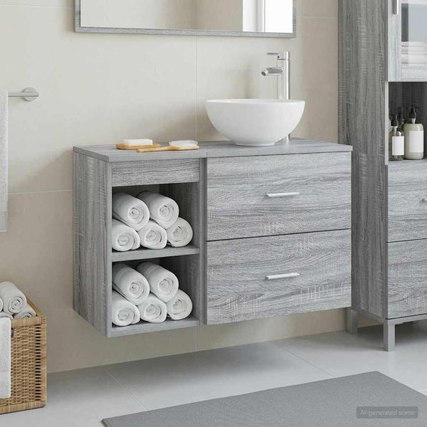 vidaXL Sada kúpeľňového nábytku 2 pcs Sivý Sonoma Kompozitné drevo
