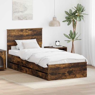 vidaXL Rám postele Dymová dub 100 x 200 cm Inžinierske drevo