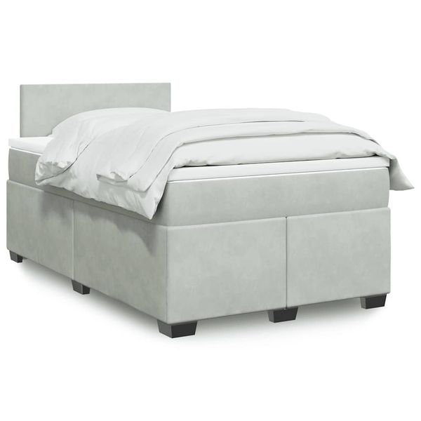 vidaXL Boxspring posteľ s matracom bledosivá 120x190 cm zamat