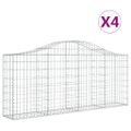 vidaXL Oblúkové gabionové koše 4 ks 200x30x80/100cm pozinkované železo
