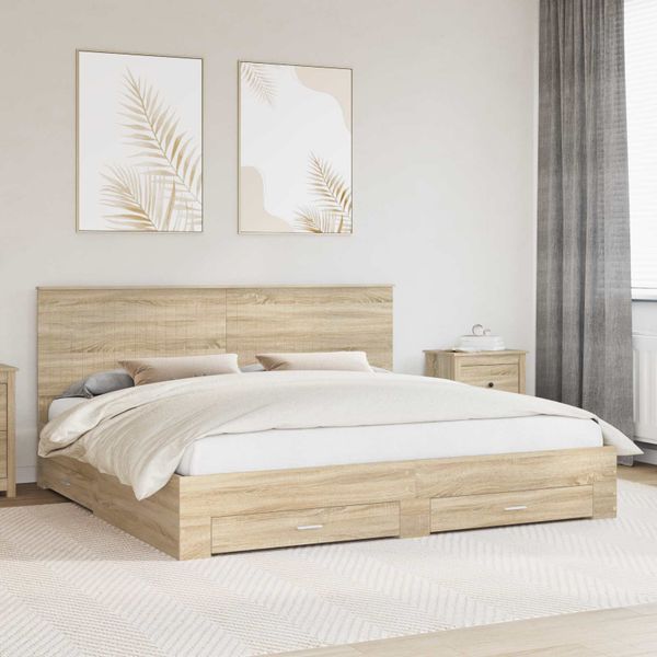 vidaXL Rám postele Sonoma dub 200 x 200 cm Kompozitné drevo