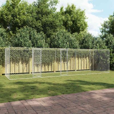 vidaXL Klietka pre psa Strieborná 800 x 200 x 200 cm Pozinkovaná oceľ