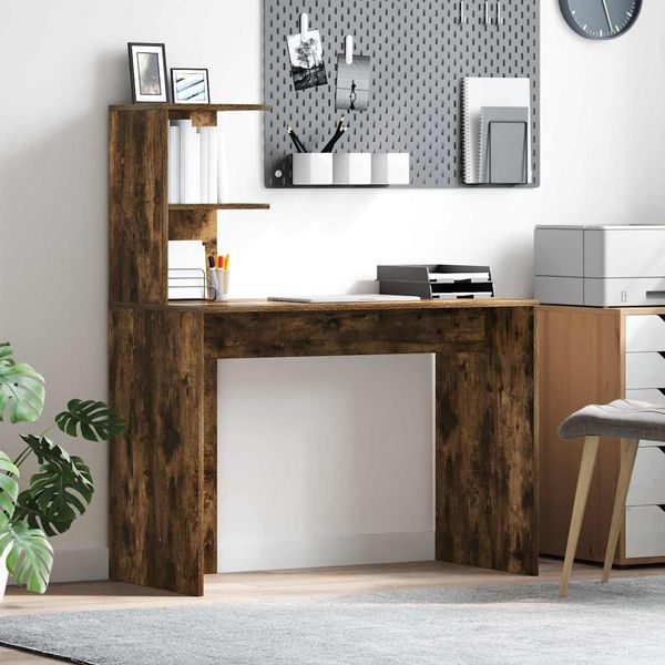 vidaXL Stôl s poličkou Dymová dub 102 x 50 x 124 cm Kompozitné drevo