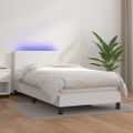 vidaXL Boxspring posteľ s matracom a LED biela 90x190 cm umelá koža