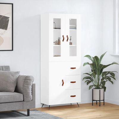 vidaXL Vysoká skrinka biela 69,5x34x180 cm spracované drevo