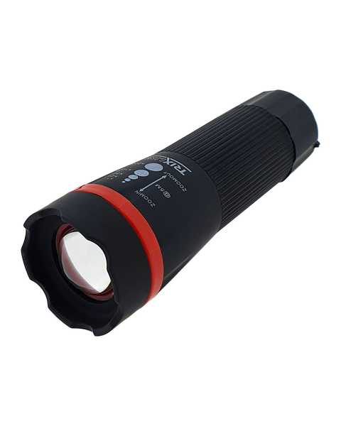 Ručná LED svietidlo so zoomom TR 310R červená, ABS/1W