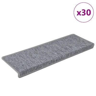 vidaXL Schodové rohože 30 ks 65x21x4 cm svetlosivé s obdĺžnikovým okrajom
