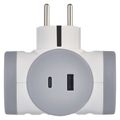 Zásuvka EMOS P0076PD rozbočovacia 2×, 1×USB-A+1×USB-C, bielo-sivá