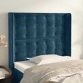 vidaXL Čelo postele so záhybmi tmavomodrá 103x16x118/128 cm zamat
