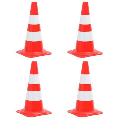vidaXL Reflexné dopravné kužele 4 ks červeno-biele 50 cm