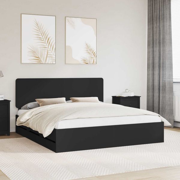 vidaXL Rám postele so zásuvkou Čierna 200 x 200 cm Inžinierske drevo
